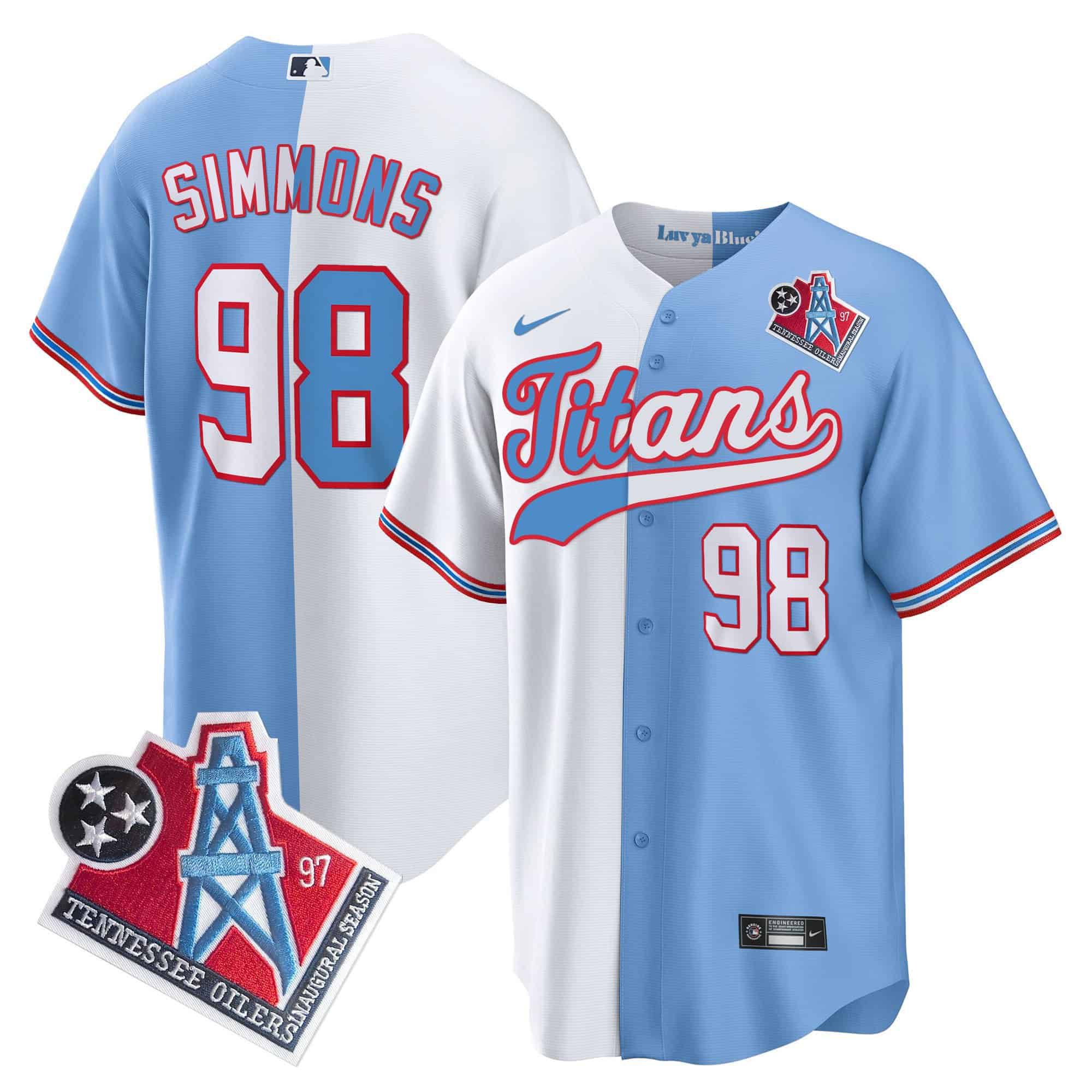 Men Tennessee Titans #98 Simmons Light Blue with white Nike 1997 Throwback Limited Cool Base NFL Jersey->indianapolis colts->NFL Jersey